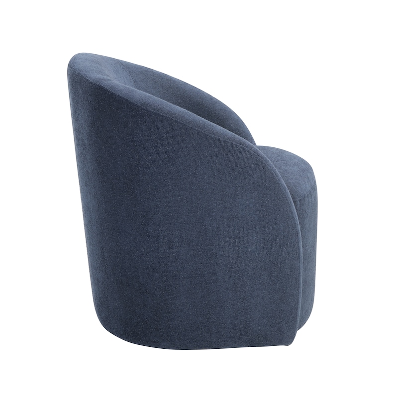 Boucle Swivel Barrel Chair, Round Upholstered Leisure Armchair, Reading Accent Chair with Curved Back & Metal Base