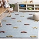 preview thumbnail 2 of 11, SAFAVIEH Handmade Kids Elisabetha Cars Wool Rug 3' x 5' - Light Blue/Yellow - Rectangle