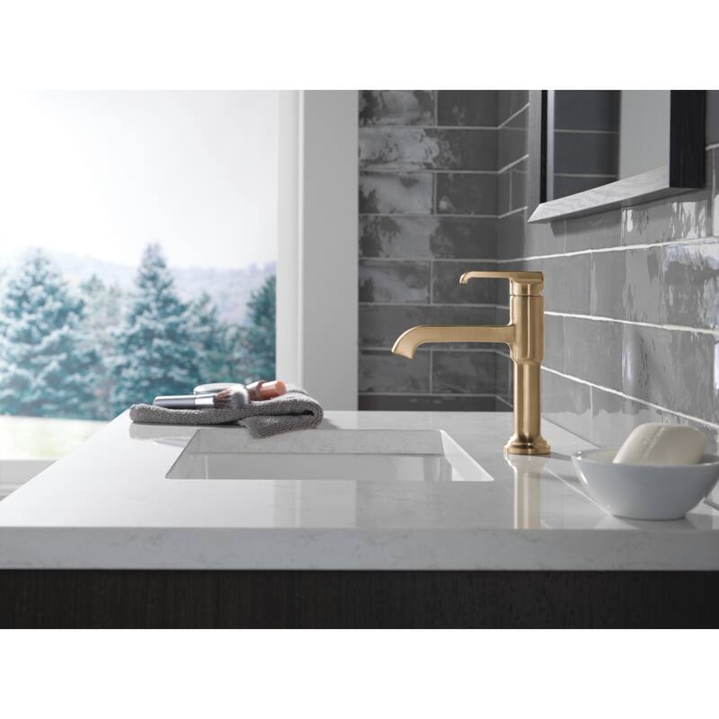 Delta 589-LPU-DST Tetra 1.2 GPM Single Hole Bathroom Faucet Less Drain