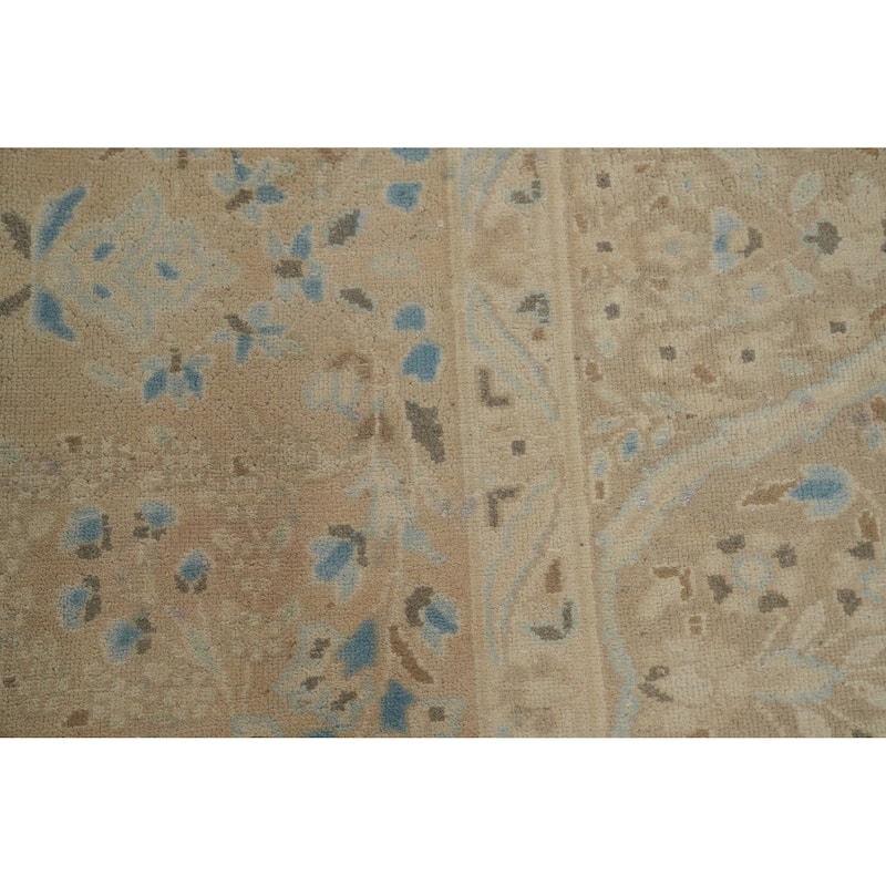 Hand Knotted Oriental 100% Wool Carpet Traditional Floral Beige & Ivories Tabriz Area Rug - 11' 0'' X 8' 1''