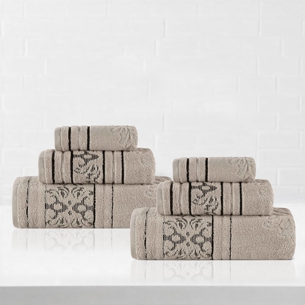 Superior Sadie Zero Twist Cotton 6 Piece Jacquard Towel Set - Bed