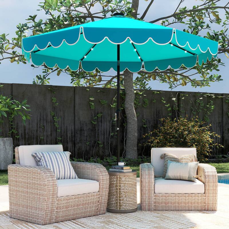 Costway 10 FT Solar Patio Umbrella with 24 LED Lights 8 Ribs & Tilt