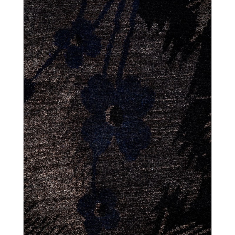 Overton Hand Knotted Wool Vintage Inspired Modern Contemporary Overdyed Charcoal Area Rug - 6' 0" x 8' 10"