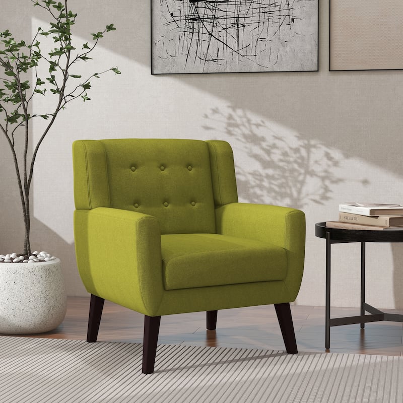 Cotton/ Linen Look Fabric Modern Accent Chair Armchair - Single - Green