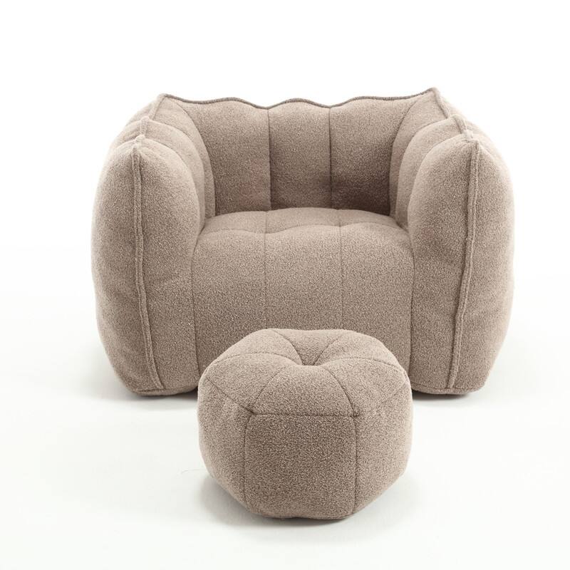 42''W Soft Bean Bag Chair with High Resilient Foam and Footstool