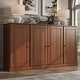preview thumbnail 37 of 70, 100% Solid Wood 65" Sideboard with Clear, Frosted Glass or Solid Wood Doors by Palace Imports Mocha - Solid