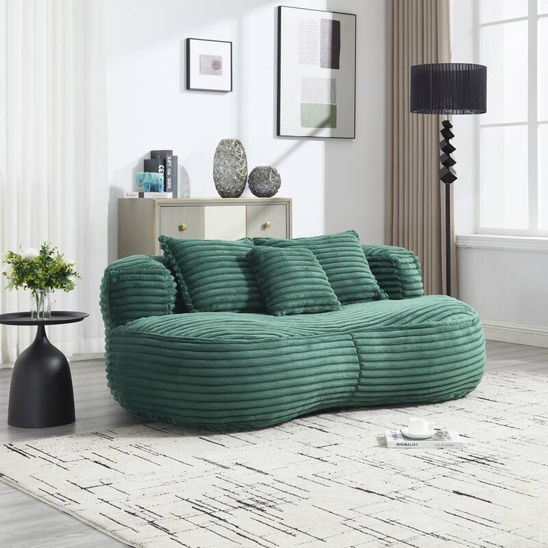 Lazy Sofa Durable Comfort Lounger High Back Bean Bag Chair Couch for Adults and Kids - 2 Seat - Emerald