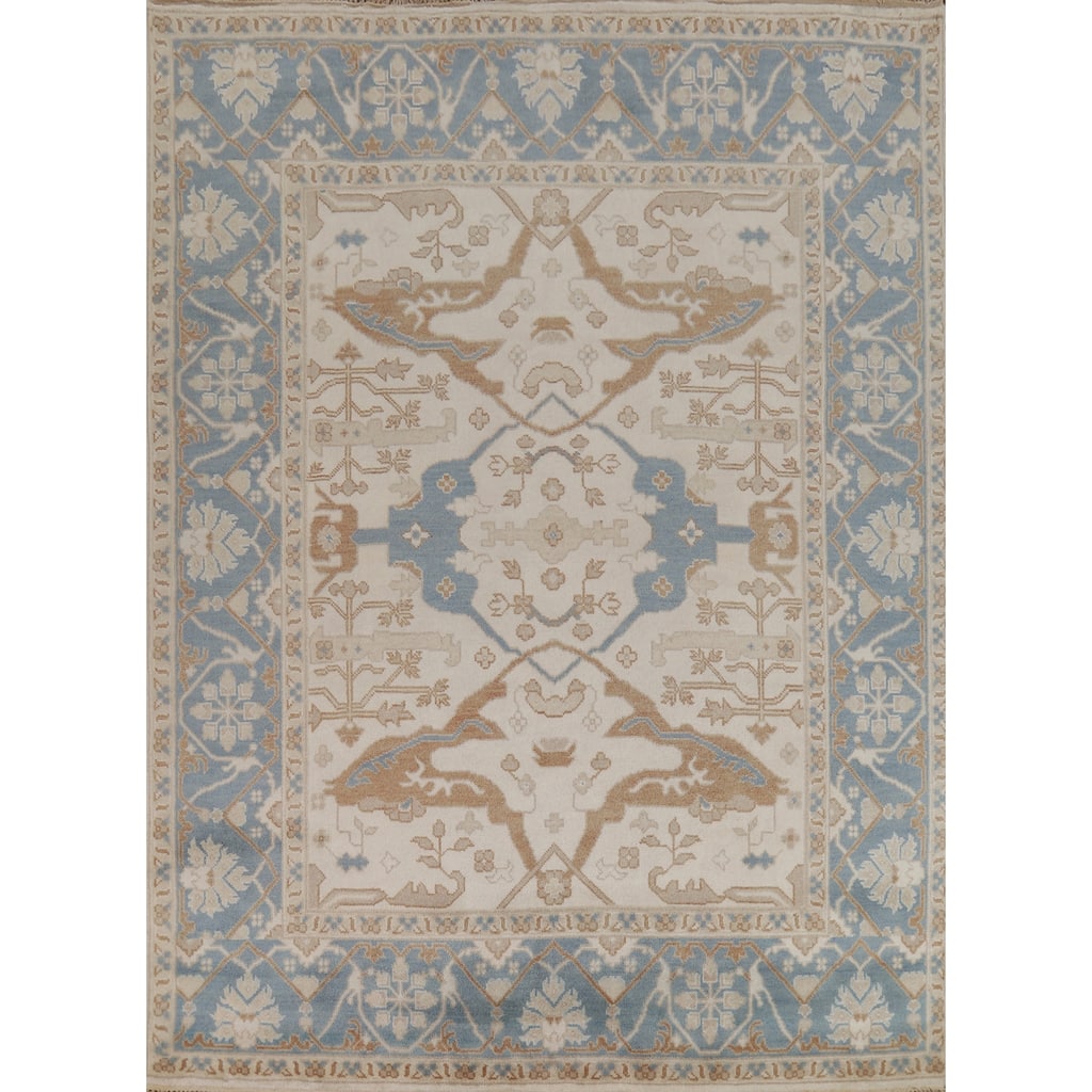 Transitional Oushak Indian Area Rug Handmade Wool Carpet - 8'1" x 10'0"