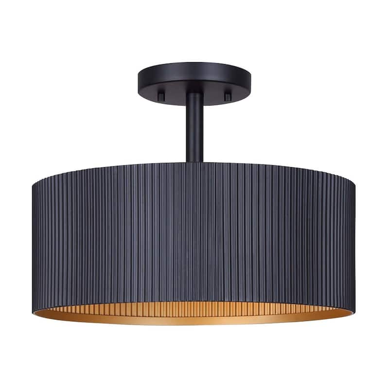 Canarm ISF1119A02 Rexton 2 Light 13" Wide Semi-flush Drum Ceiling - Black