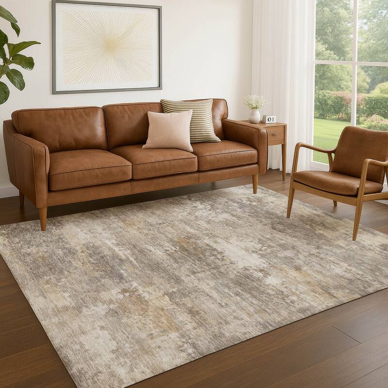 Machine Washable Indoor/ Outdoor Casual Ombre Chantille Rug