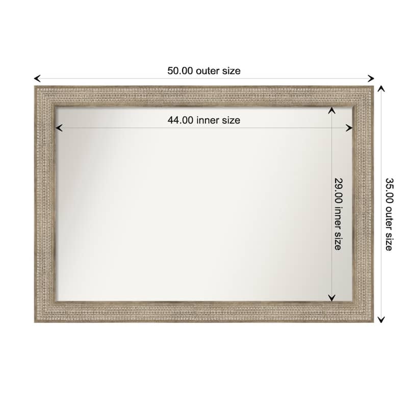 Trellis Silver Framed Non-Beveled Custom Wall Mirror, Bathroom Vanity Mirror - Outer Size: 50 x 35
