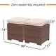 preview thumbnail 10 of 26, Outdoor Rattan Ottoman Set of 2 – Weather-Resistant Wicker Footstool with Thick Cushion