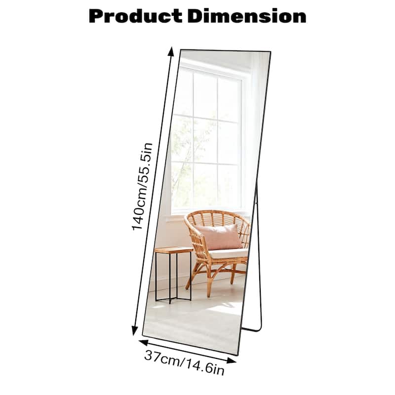 Full Length Mirror with Stand, Floor Mirror with Frame, Full Body Mirrors, Free Standing or Wall-Mounted Mirrors for Living Room
