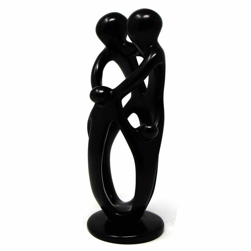 Handmade Soapstone Family Sculpture, Black Finish