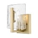 preview thumbnail 12 of 17, Aenon 6.875" Wide 1-Light Wall Sconce with Hammered Water Glass