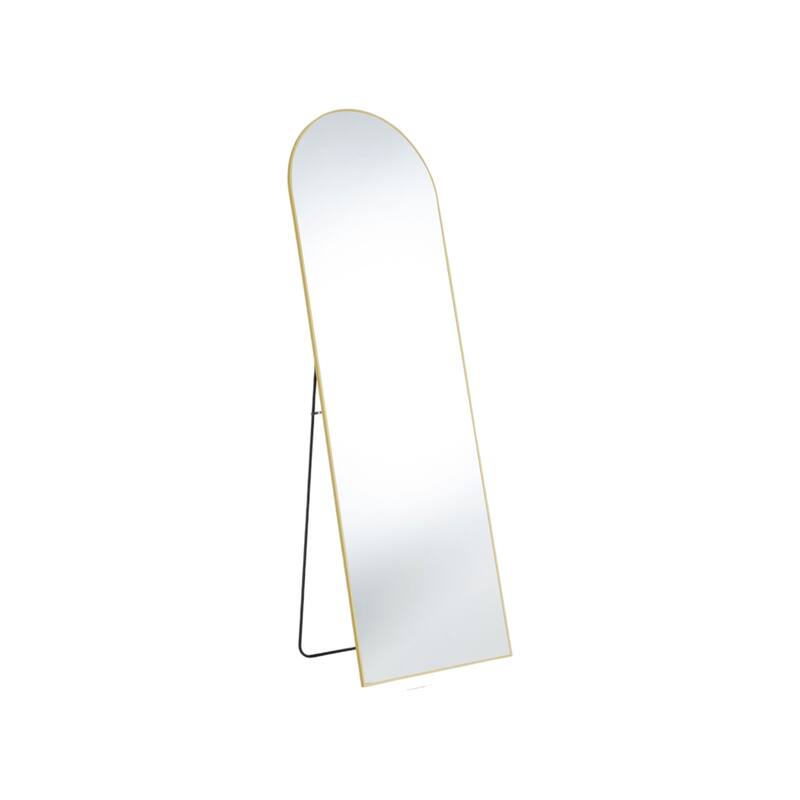 HomeRoots 63" Gold Metal Arch Freestanding and Wall Mount Framed Full Length Mirror - 20.00 in. x 63.00 in. x 0.50 in.