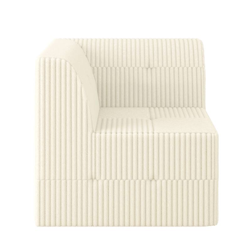 Minimalist Corduroy Upholstered Sectional Sofa with Chaise, Modular Compressed Sleeper Couch with Ottoman for Living Room