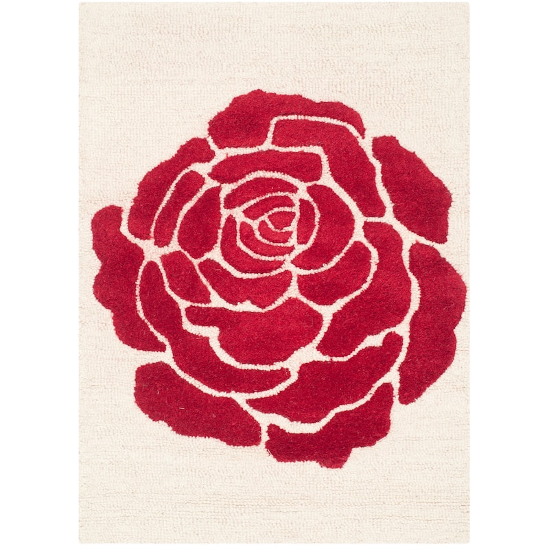 SAFAVIEH Handmade Cambridge Vince Modern Wool Rug - 2' x 3' - Ivory/Red