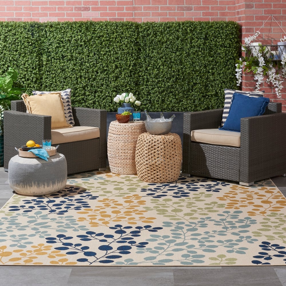 Nourison Caribbean Indoor/Outdoor Modern Floral Area Rug