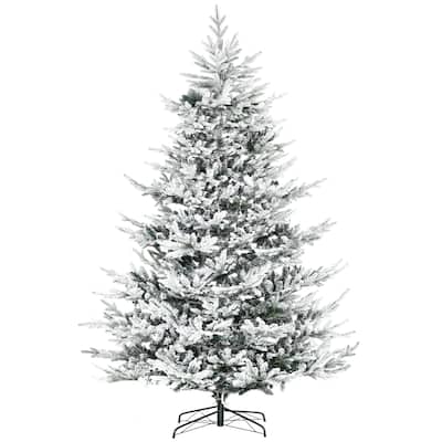 8FT Snow Flocked Auto Open Artificial Christmas Tree with 1479 Realistic Cedar Branches
