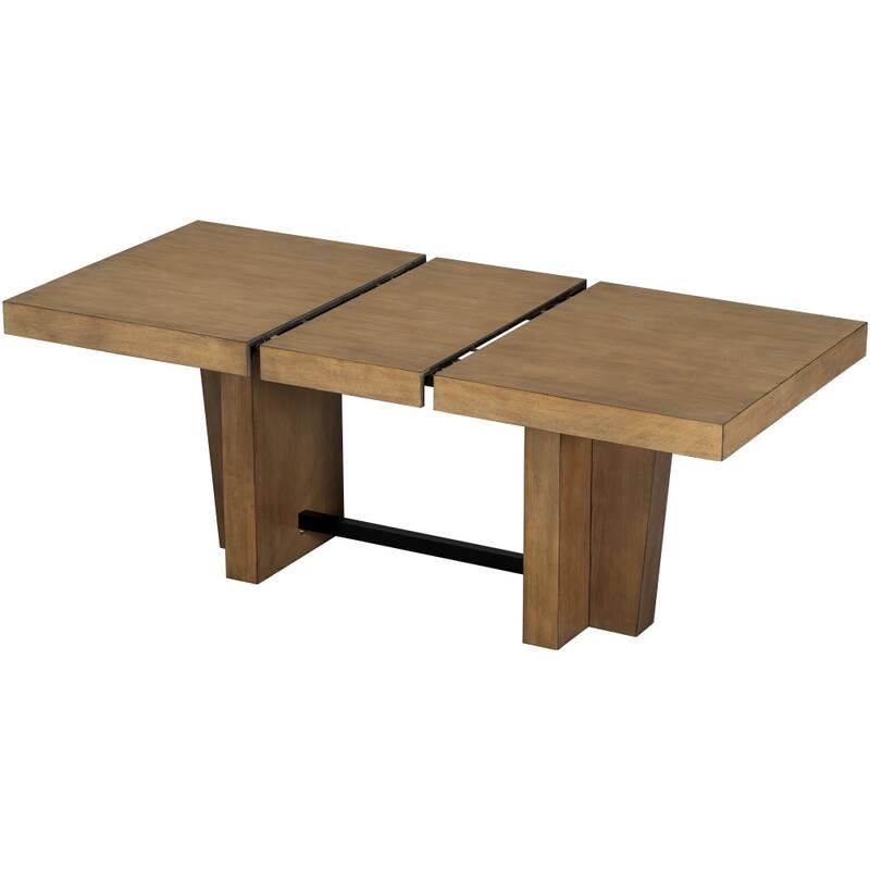 78.1" Farmhouse 6-piece Extendable Wood Dining Set with Bench and 4 Upholstered Chairs
