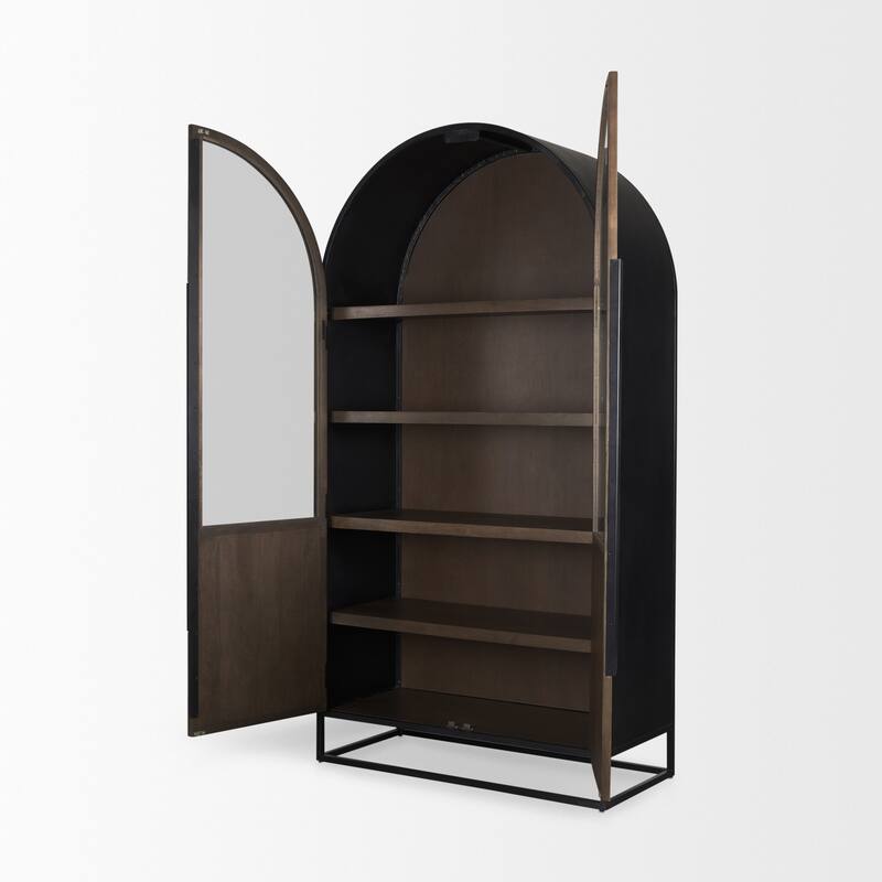 Sloan Black/ Dark Brown Arched Display Dining Cabinet