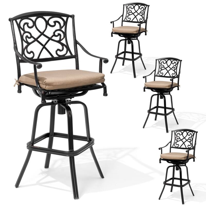 Crestlive Outdoor Patio Bar Height Swivel Bar Stool with Sunbrella Cushion