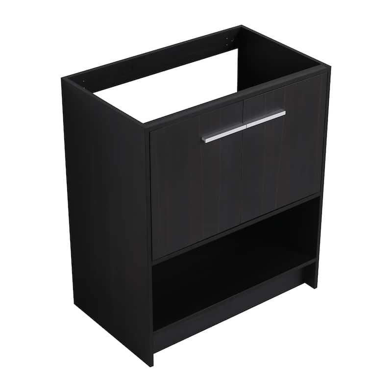 GDFStudio - Lisbon Modern Minimalist Freestanding Bathroom Vanity Cabinet with Soft Close Doors, Open Shelf, Sink NOT INCLUDED