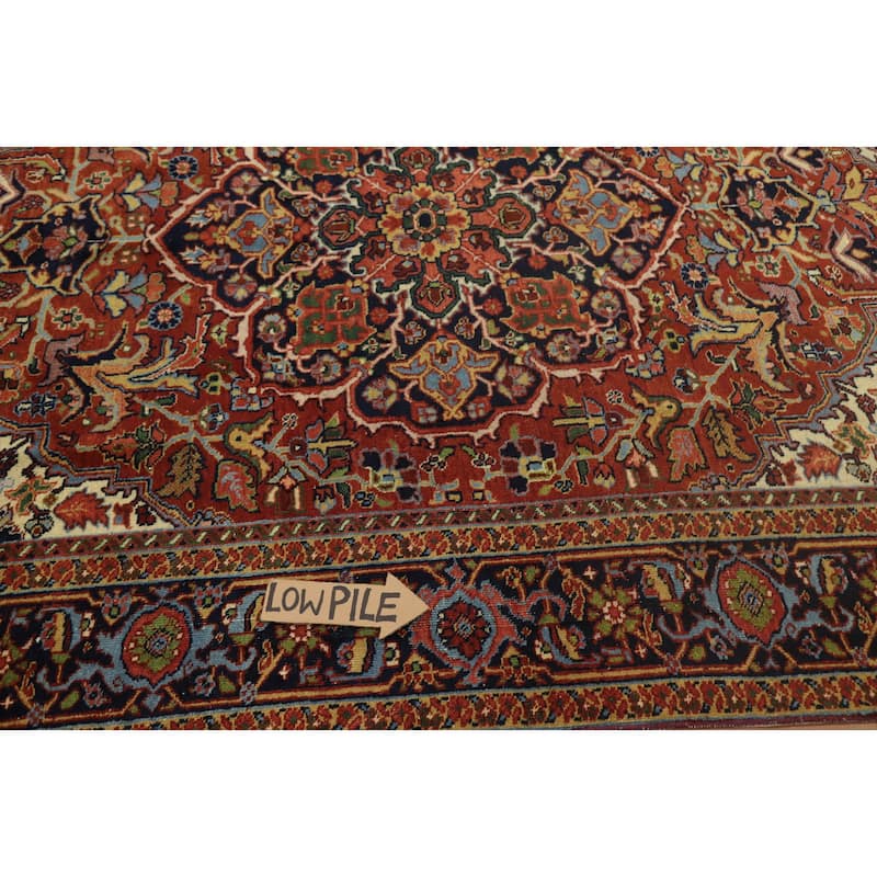 Hand Knotted Oriental 100% Wool Carpet Traditional Floral Oranges & Rust Heriz Area Rug - 8' 6'' X 6' 5''