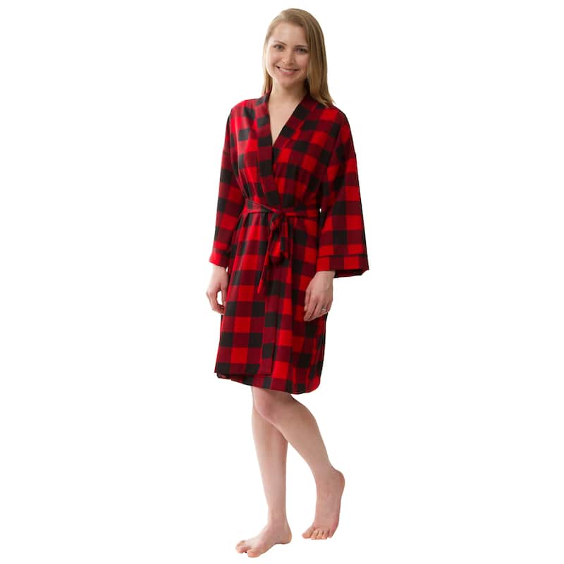 Buffalo Plaid Robe, Women's Plaid Robe Knee Length