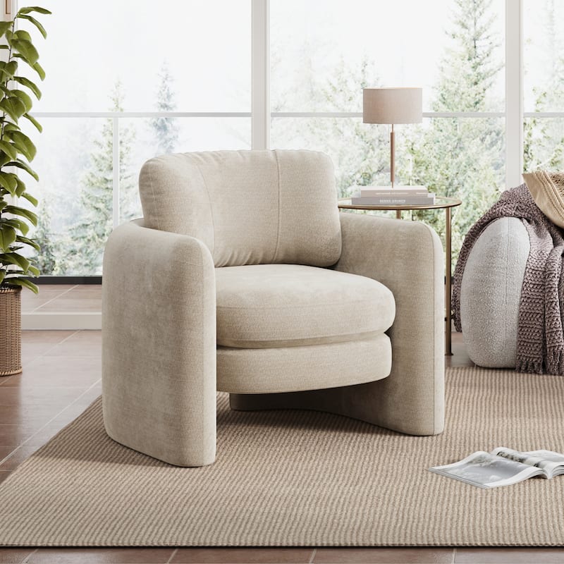 Accent Chairs, Living Room Chairs Upholstered Barrel Armchair for Living Room