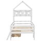 preview thumbnail 11 of 12, White Twin Size Solid Wood House Bed with Guardrail and Drawer