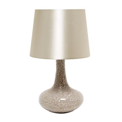 Patchwork Crystal Glass Table Lamp with Drum Shade - 14" - Champagne Gold
