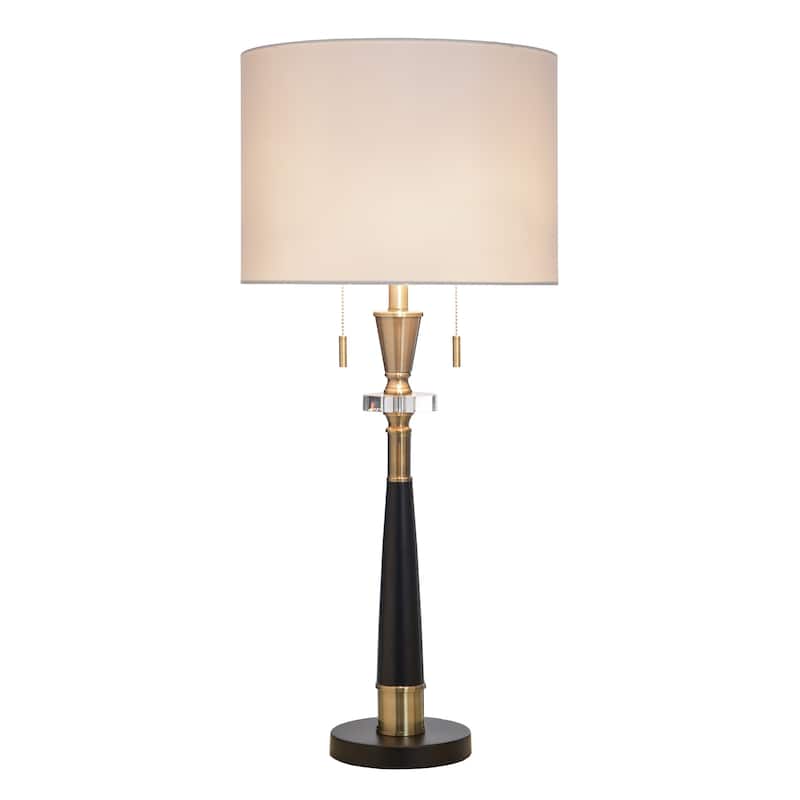 StyleCraft Steel Table Lamp - Larson Gold & Black - White Shade