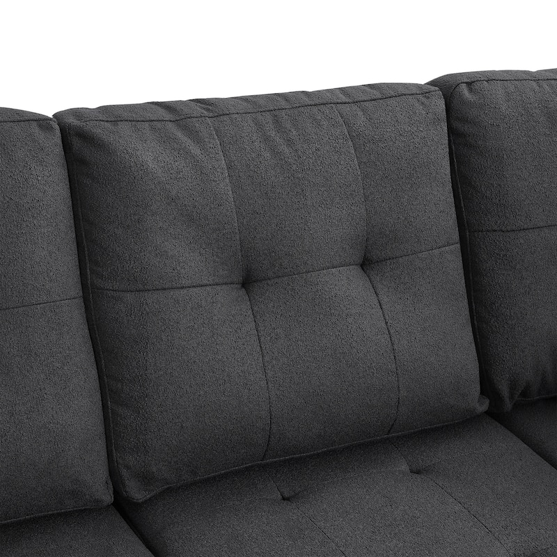 109.2" L-Shaped 5-Seat Modular Sectional Sofa with Removable Back Cushions and 2 Pillows in Quality Linen