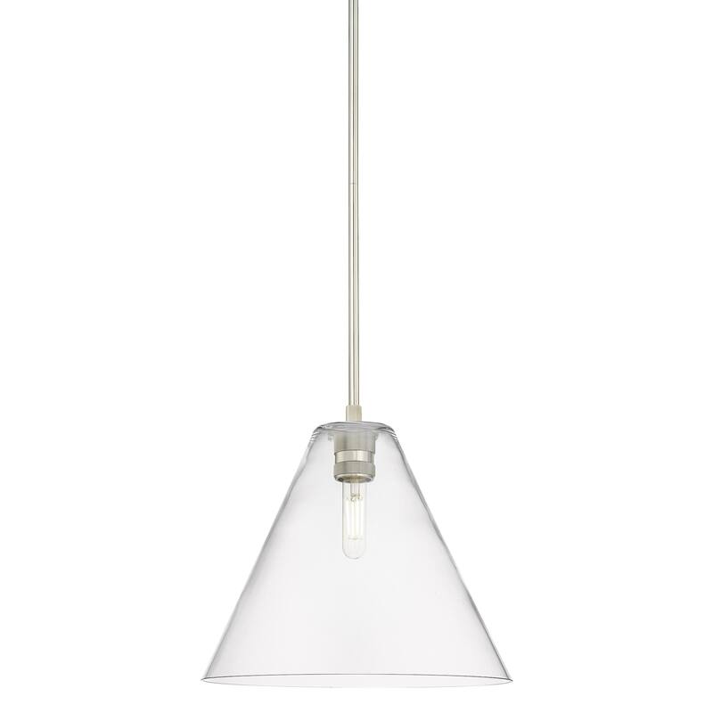 Innovations Lighting 434-1S-11-12 Crown Point Pendant Cone Crown Point - Polished Nickel / Clear