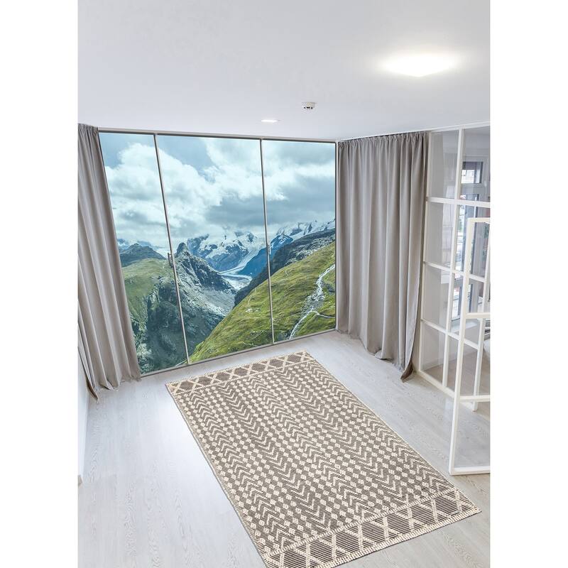 ECARPETGALLERY Braid weave Sienna Black Wool Rug - 5'0 x 8'1