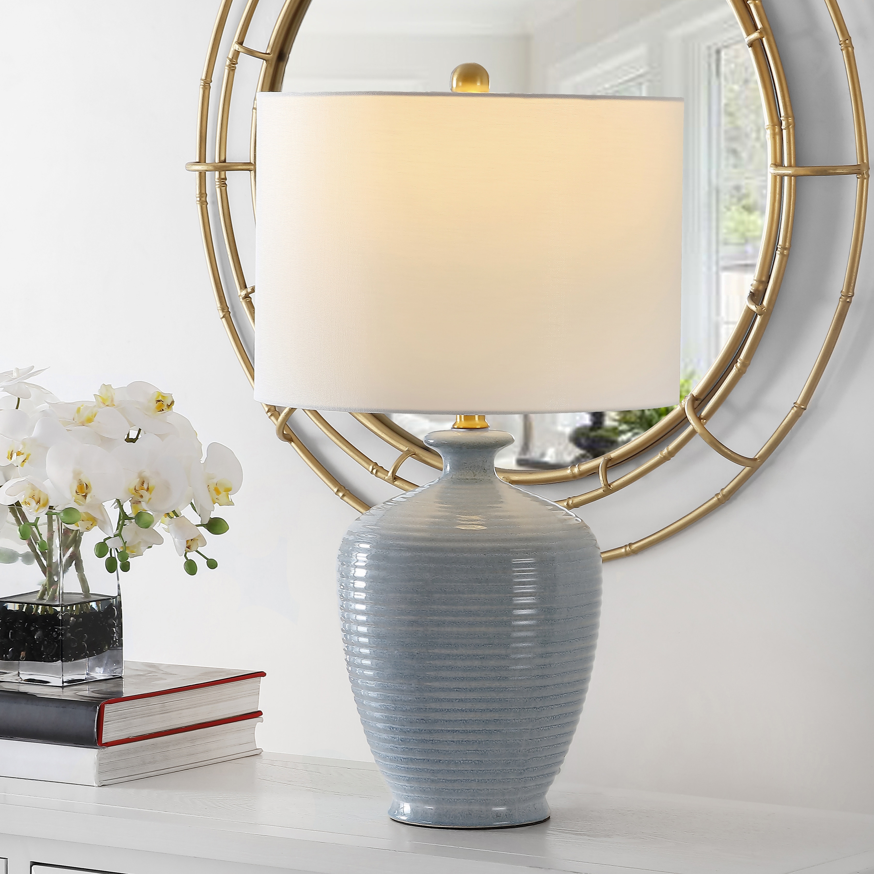 SAFAVIEH Lighting Laoise Scandinavian Ceramic Table Lamp, 26-Inch - 14Wx14Dx26H