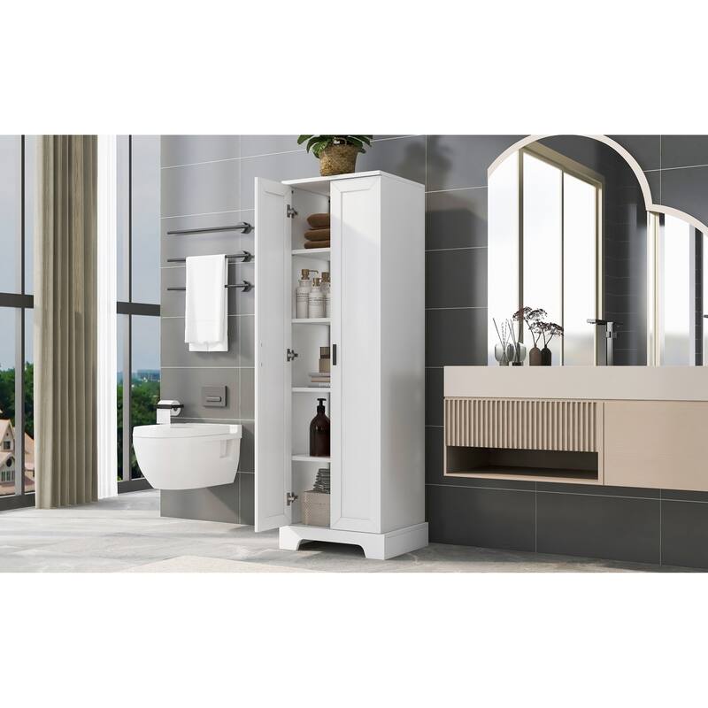 Roomfitters 2-Door Tall Storage Cabinet, Multi-Functional Organizer with Adjustable Shelves