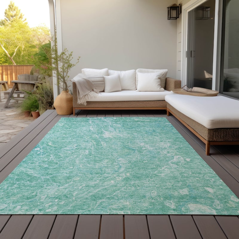 Machine Washable Indoor/ Outdoor Chantille Abstract Watercolor Rug