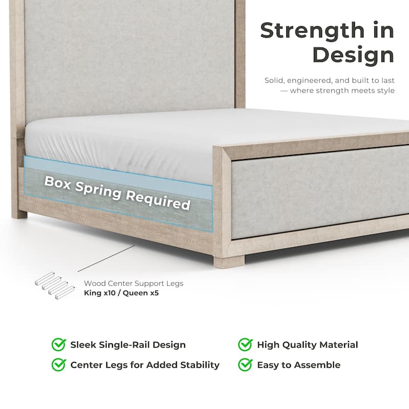 Furniture of America Durem II Modern Classic Solid Wood Fabric Panel Bed