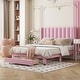 preview thumbnail 38 of 50, Pink Full Velvet Upholstered Bed with Large Storage Drawer - Chic & Functional