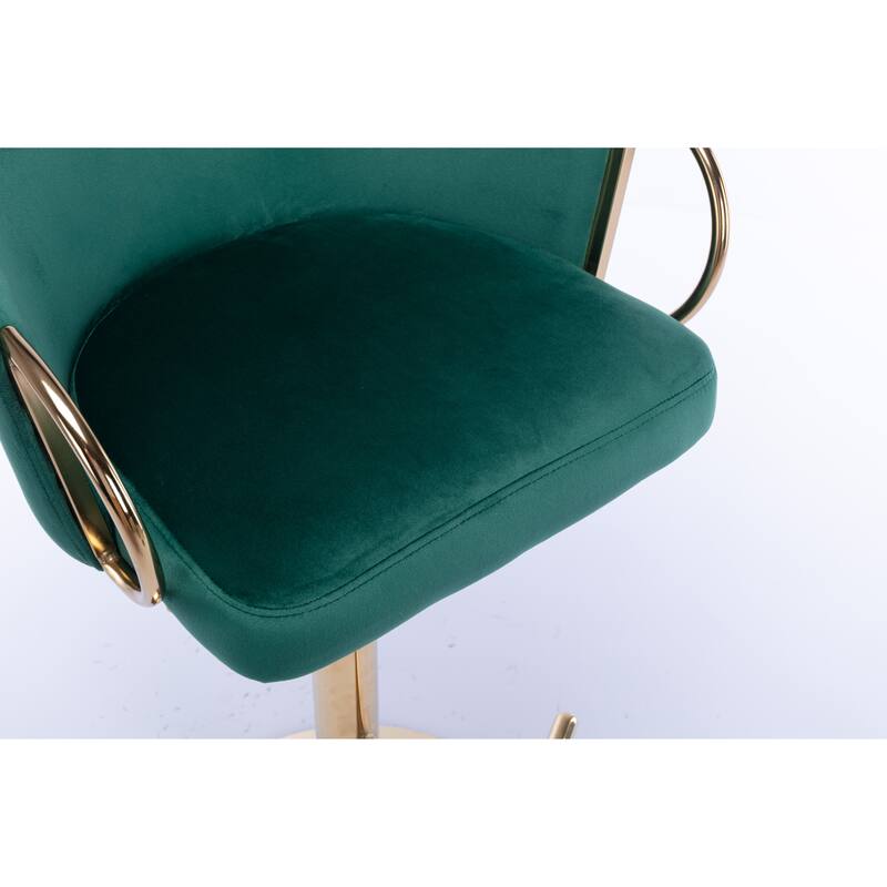 Velvet Swivel Bar Stools Set of 2, Counter Height Dining Chair with Padded Seat, Kitchen Island Stools with Footrest