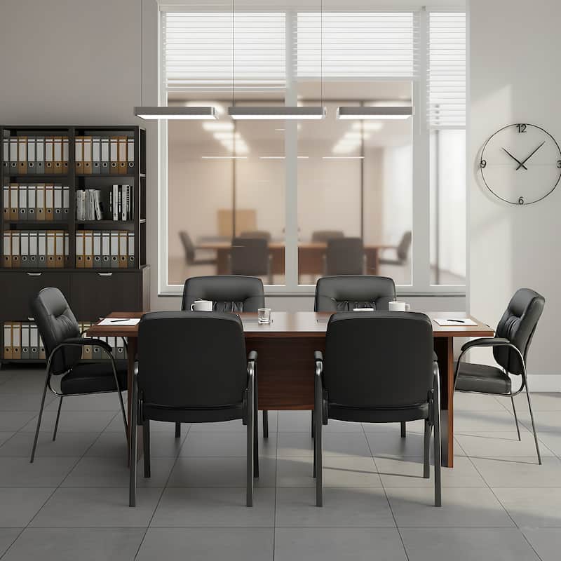 Ergonomic Conference Chairs with PU Leather Upholstery - Set of 6