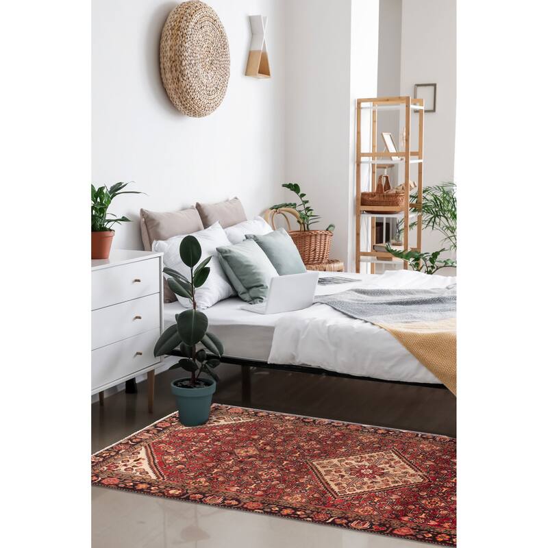 ECARPETGALLERY Hand-knotted Andelz Red Wool Rug - 4'10 x 10'1