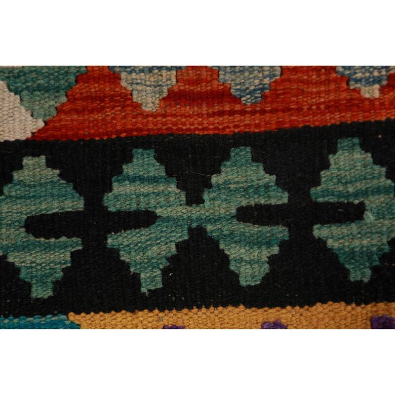 Kilim Oriental Area Rug Hand-Woven Tribal Reversible Wool Carpet - 10'0"x 12'8"
