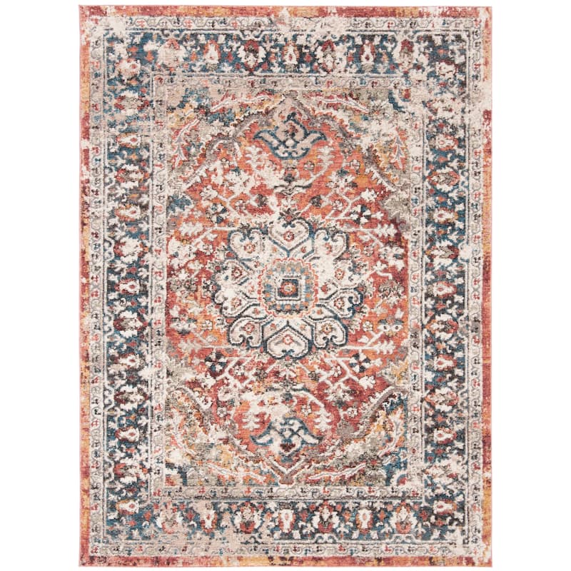 SAFAVIEH Berthilde Vintage Medallion Polyester Rug - 2'3" x 4' - Orange/Blue