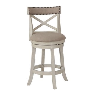 Curved X Shaped Back Swivel Counter Stool with Fabric Padded Seating ...