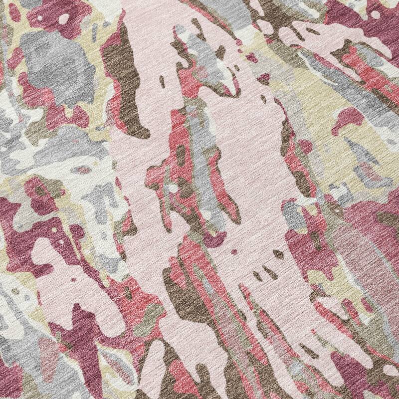 Machine Washable Indoor/ Outdoor Brushstrokes Chantille Rug