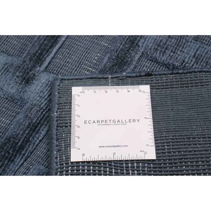 ECARPETGALLERY Hand Loomed Shimmer Navy Viscose Rug - 8'2 x 10'1